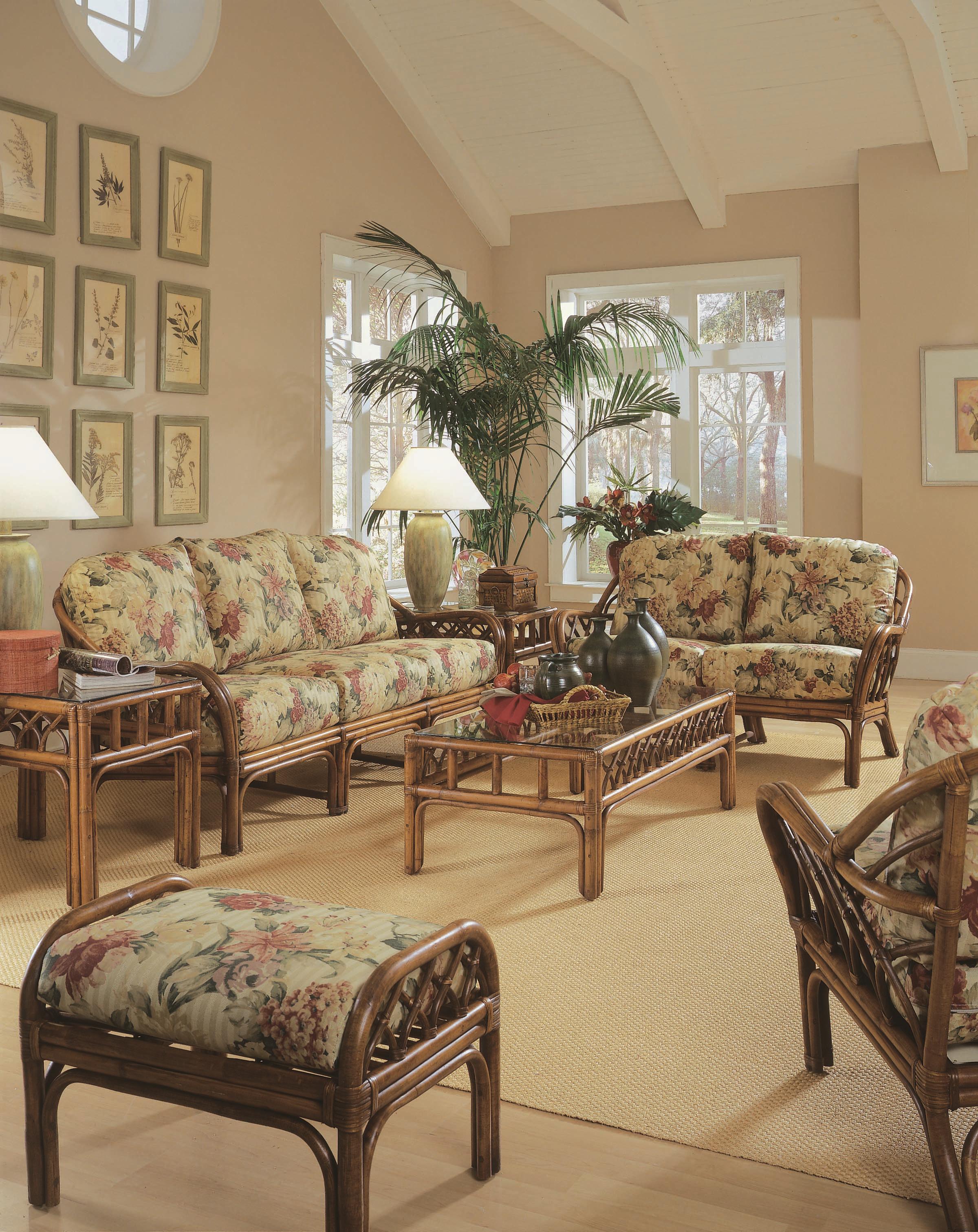 Braxton Culler Edgewater 914 011 Coastal Rattan Sofa with English